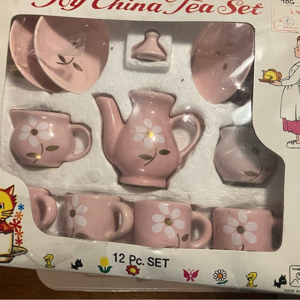 Pink Floral Kids Tea Set